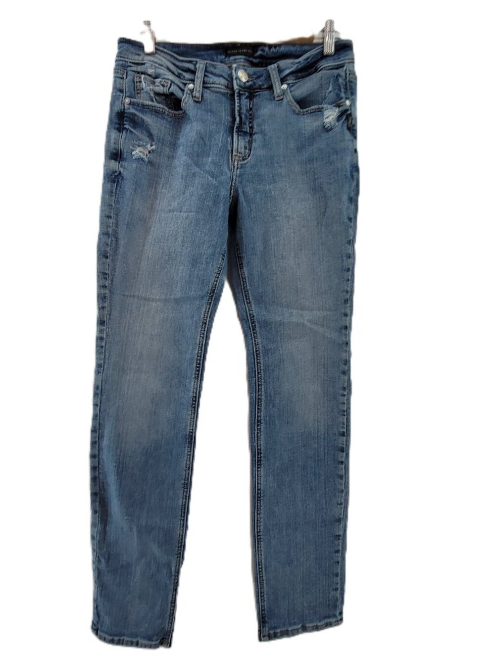 Silver Jeans Womens 30w31L Blue Lightly Distressed Stretch 1008211 Suki Straight
